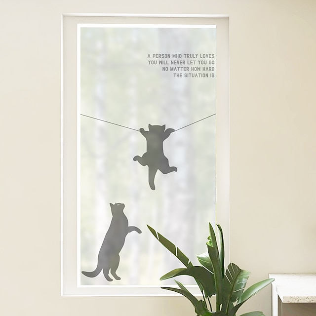 Home & Garden Home Decor | Window Covering Film Static Privacy Window-climbing Kitten Decoration Self Adhesive for UV Blocking H