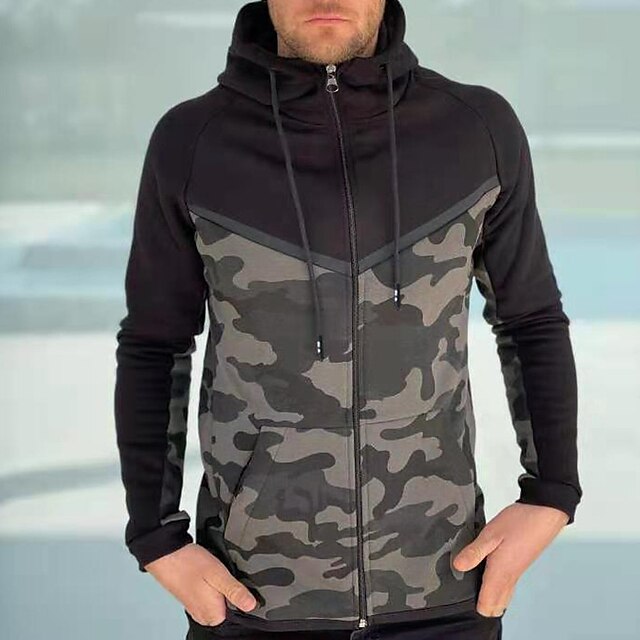 Mens Clothing Mens Hoodies & Sweatshirts | Mens Pullover Hoodie Sweatshirt Zip Up Hoodie Sweatshirt Color Block Zipper Casual Da