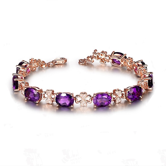 Shoes & Bags Fashion Accessories | LUCKY DOLL European And American Luxury Imitation Amethyst Bracelet 18K Gold Inlaid Zircon Co