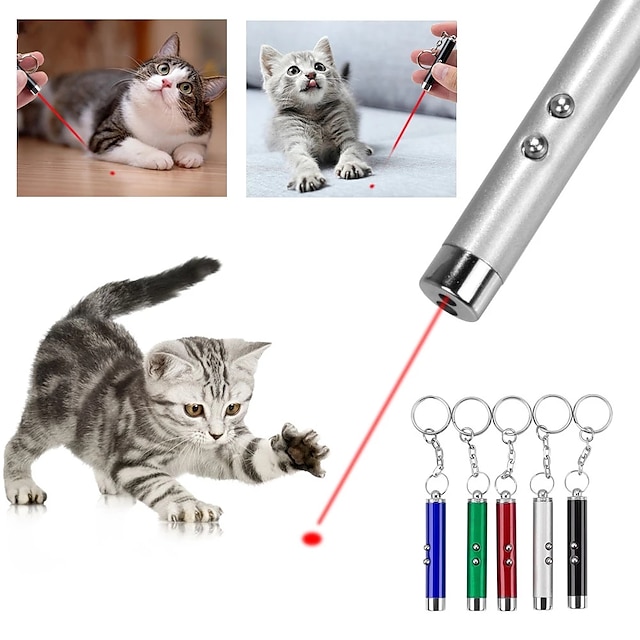  3PCS Laser Pointer Toy Mini Cat Dog Fun Pointer Red Light Laser LED Training Torch Pet Toys Pen 2-In-1 Cat Pet Toy Red Laser Light LED Pointer