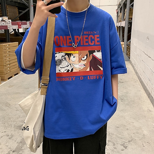 Toys & Hobbies Cosplay & Costumes | Inspired by One Piece Monkey D. Luffy T-shirt Cartoon 100% Polyester Anime Harajuku Graphic 