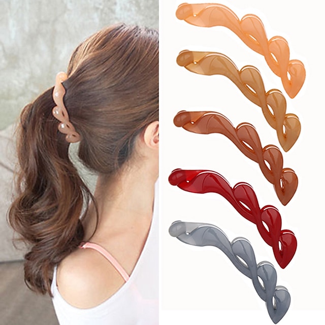 Shoes & Bags Fashion Accessories | 5pcs Womens Girls Hair Claws Hair Clip For Wave Classic Plastic Mixed ColorCross Plastic Hair