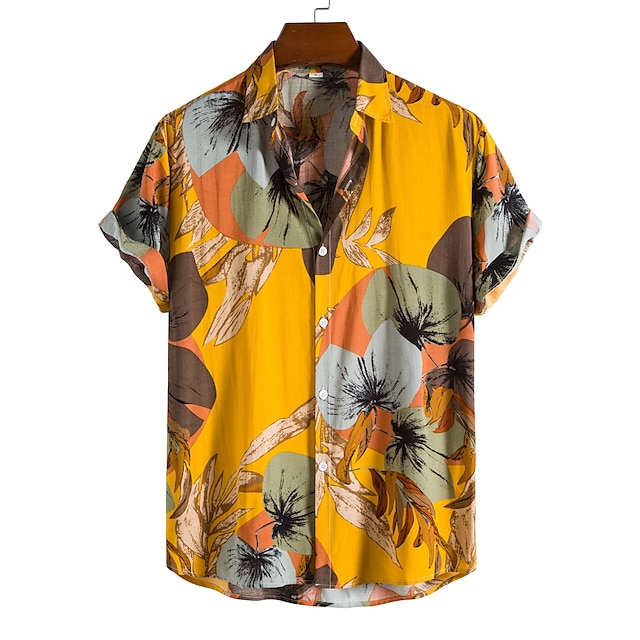 Mens Clothing Mens Shirts | Mens Shirt Print Floral Turndown Street Casual Patchwork Button-Down Short Sleeve Tops Designer Casu