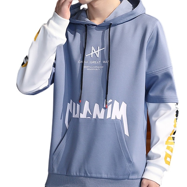 Mens Clothing Mens Hoodies & Sweatshirts | Mens Pullover Hoodie Sweatshirt Letter Lace up Pocket Print Casual Daily Casual Stree