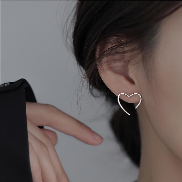 Shoes & Bags Fashion Accessories | 1 Pair of Fashionable and Simple Heart-shaped Earrings - HJ68804