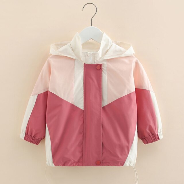 Baby & Kids Girls Clothing | Kids Girls Coat Long Sleeve Pink Plain Zipper Fall Spring Active Daily 2-8 Years - NM91783