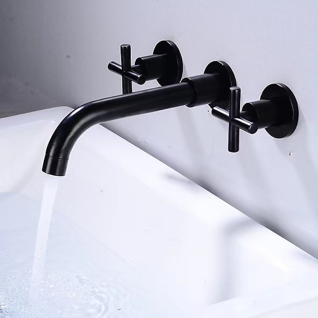 Wall Mount Bathroom Sink Mixer Faucet, Washroom Basin Brushed Gold ...