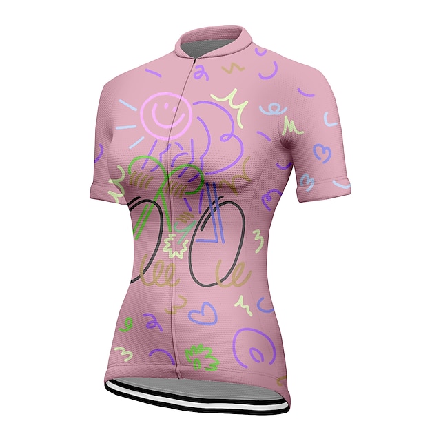  21Grams Dam Cykeltröja Kortärmad Cykel Tröja Överdelar med 3 bakfickor Bergscykling Vägcykling Andningsfunktion Snabb tork Fuktabsorberande Reflexremsa Grön Purpur Rosa Graffiti Polyester Elastan