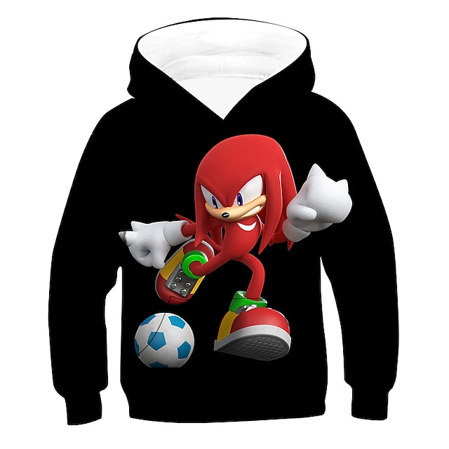 Baby & Kids Boys Clothing | Kids Boys Hoodie Sonic Long Sleeve 3D Print Graphic Patterned Pocket Green Black Blue Children Tops 