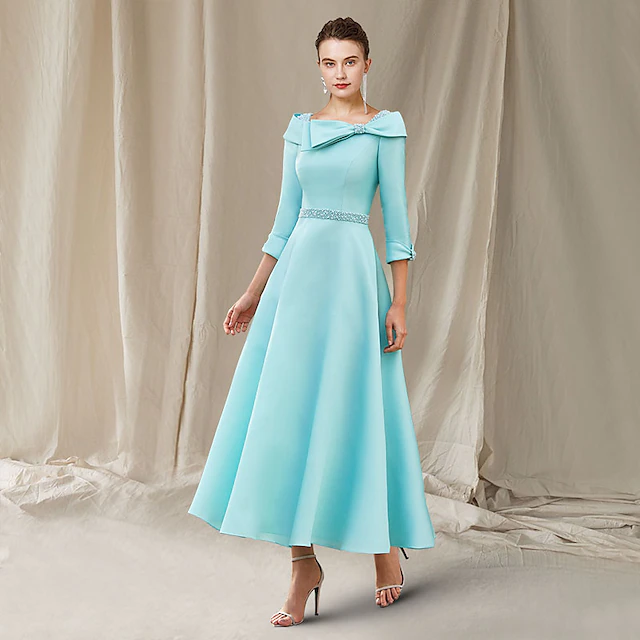 A-Line Mother of the Bride Dress Wedding Guest Elegant Luxurious Bateau ...