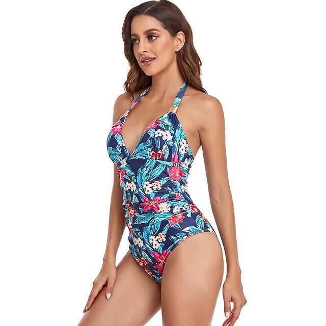 Sports & Outdoors Surfing, Diving & Snorkeling | Womens One Piece Swimsuit Backless Halter Bodysuit Bathing Suit Floral Swimwear