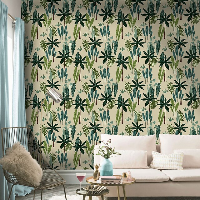 Home & Garden Home Decor | Frosted Texture Coconut Tree Wallpaper Living Room Tv Background Wall Decoration Waterproof Self-adhe