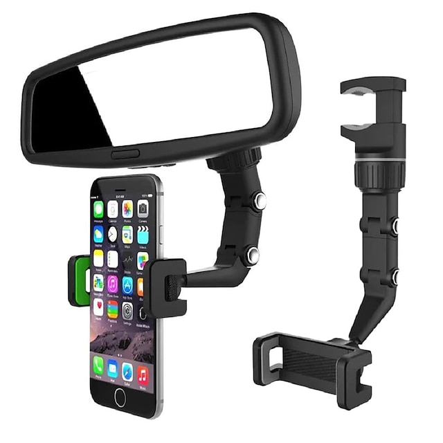 Rearview Mirror Phone Holder Universal 360 Degrees Rotating Car Phone