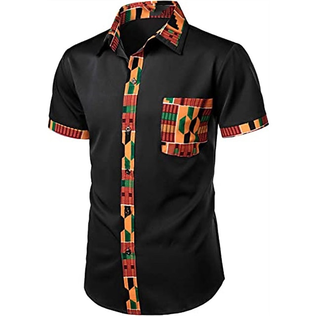 Mens Clothing Mens Shirts | Mens Shirt Graphic Patterned Turndown Party Daily Button-Down Short Sleeve Tops Casual Fashion Comfo