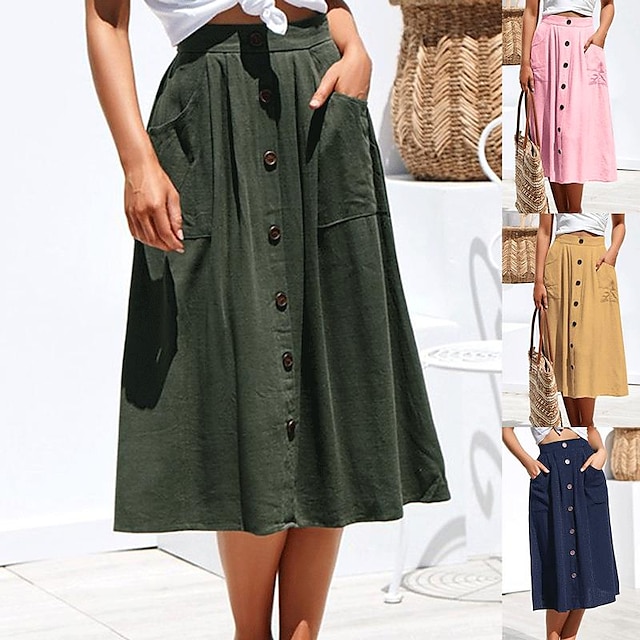  Women's explosion models loose pocket skirts spring and summer new skirts in stock
