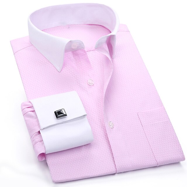 Men's Dress Shirt Button Up Shirt French Cuff Shirt Collared Shirt ...