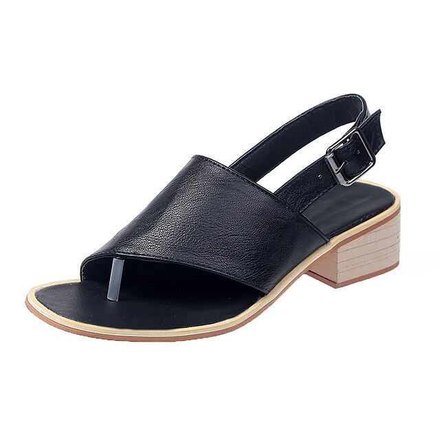 Shoes & Bags Womens Shoes | Womens Sandals Buckle Block Heel PU Leather Buckle Fall Summer Solid Colored White Black Brown - ZZ8