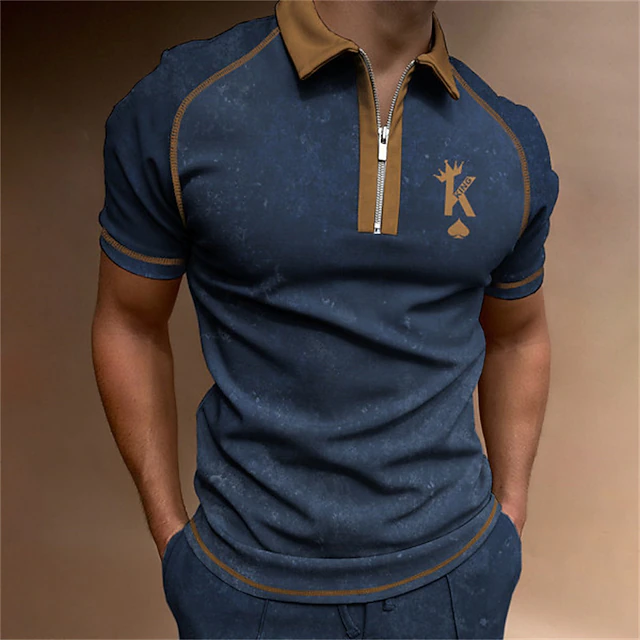 Men's Polo Shirt Quarter Zip Polo Street Casual Turndown Quarter Zip Short Sleeve Fashion Casual Color Block Zipper Quarter Zip Spring & Summer Regular Fit Black Navy Blue Green Polo Shirt 6