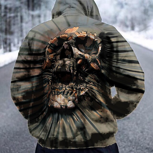 Mens Clothing Mens Hoodies & Sweatshirts | Mens Unisex Pullover Hoodie Sweatshirt Graphic Prints Skull Print Daily Sports 3D Pri