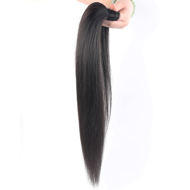  Drawstring Ponytails Women / Easy dressing Human Hair Hair Piece Hair Extension Straight Long Daily Wear / Vacation