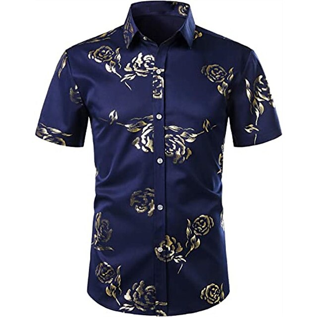 Mens Clothing Mens Shirts | Mens Shirt Floral Turndown Party Daily Button-Down Short Sleeve Tops Casual Fashion Comfortable Whit