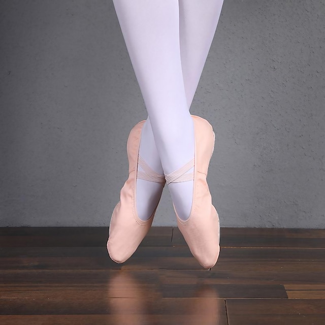  Γυναικεία Παπούτσια μπαλέτο Πρακτική Εκπαίδευση Παπούτσια Χορού Σκηνή Επαγγελματική Χωρίς Τακούνι Επίπεδο Τακούνι Λάστιχο Μαύρο Ανθισμένο Ροζ Ρουμπίνι