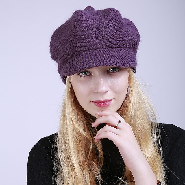 Shoes & Bags Fashion Accessories | 1 pcs Womens Sweet Beanie Hat Daily Formal Knitted Plain Pure Color Warm - KN80796