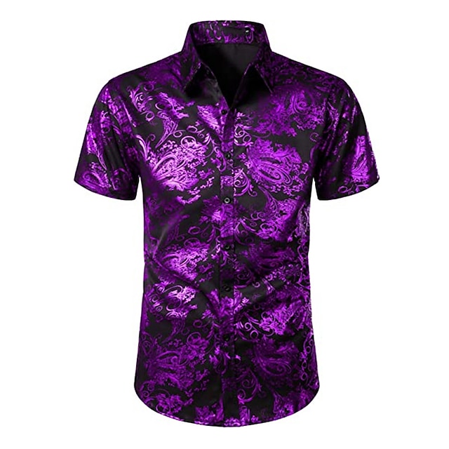 Mens Clothing Mens Shirts | Mens Shirt Floral Graphic Patterned Turndown Street Casual Button-Down Print Short Sleeve Tops Casua