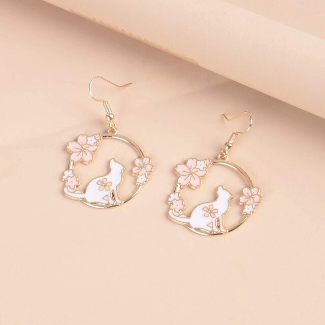 Shoes & Bags Fashion Accessories | 1 Pair Stud Earrings For Womens Wedding Sport Engagement Alloy Classic Cat Fashion - XC68552