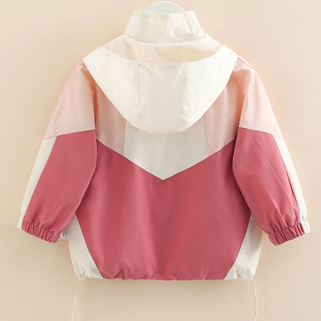 Baby & Kids Girls Clothing | Kids Girls Coat Long Sleeve Pink Plain Zipper Fall Spring Active Daily 2-8 Years - NM91783