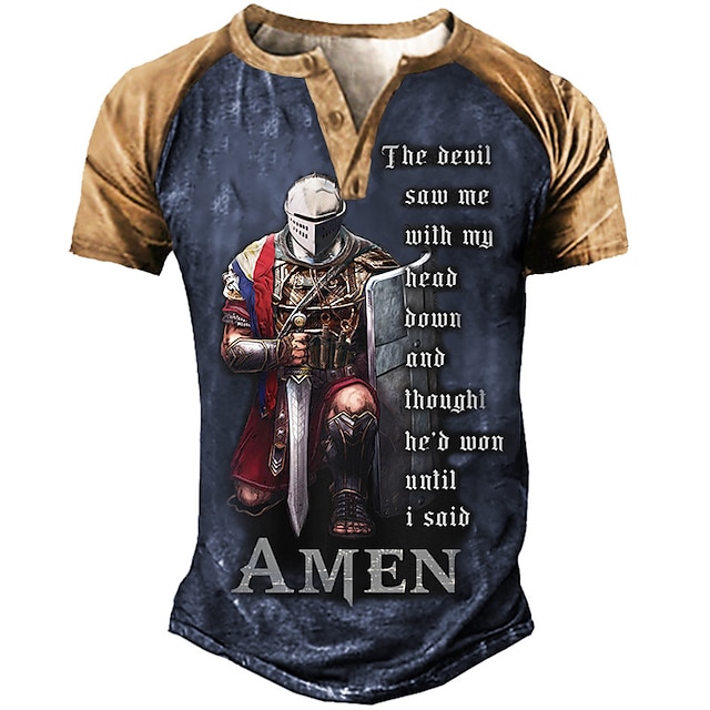 Mens Clothing Mens Tees & Tank Tops | Mens Henley Shirt Tee T shirt Tee 3D Print Graphic Patterned Color Block Soldier Plus Size