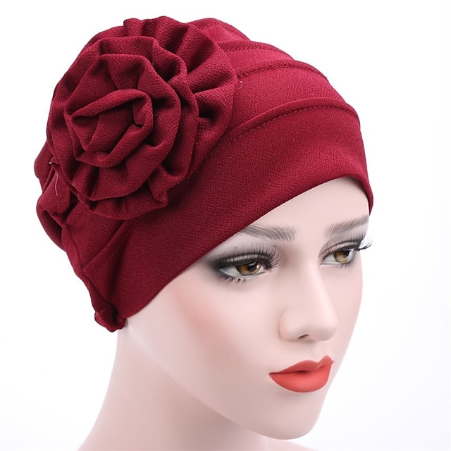 Shoes & Bags Fashion Accessories | Womens Hats Spring Summer Plain Color Floral Beanie Hat Muslim Stretch Turban Hat Cap Hair Lo