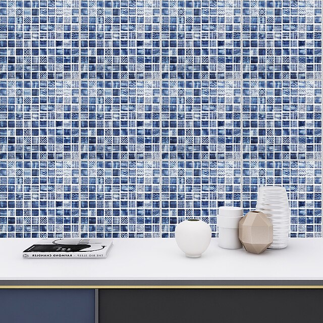 10 Pieces Tile Sticker Fashion Mosaic Tile Stickers Kitchen Waterproof