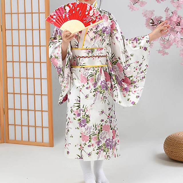 Kimono Japonais Léger Femme - Style Yukata Floral - Peignoir D'été Décontracté - Taille Unique - Neuf Avec étiquettes