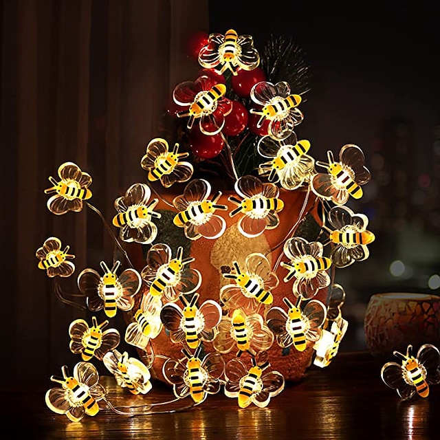  Luzes de corda de abelha ao ar livre 3m 30 leds luzes de decoração de férias de jardim a bateria festa de casamento jardim flores de gramado decoração de pátio para casa