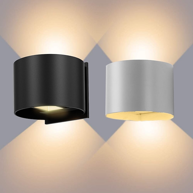  outdoor/indoor led wandlamp 12w dubbele lichtbron waterdicht verstelbare lichthoek warm wit/wit licht tweekleurige wandlamp ac85-265v