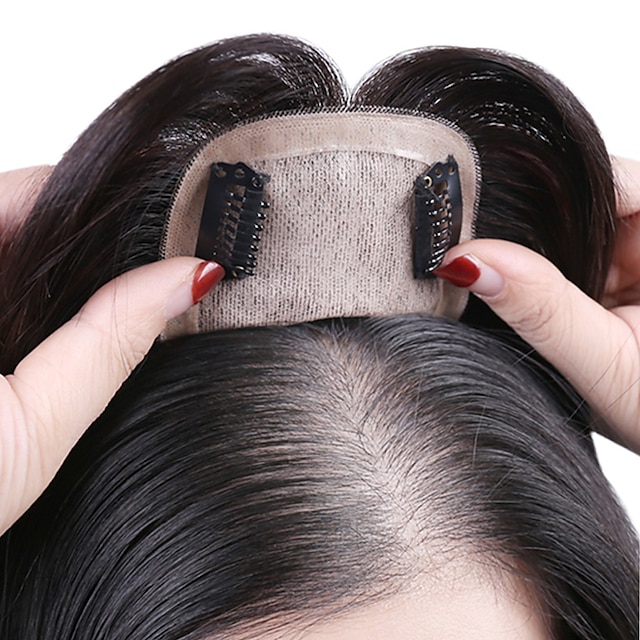  Women's Human Hair Toupees Front Neat Bang Hair Fake Fringe Clip in Bang Cover White Hair Natural Extensions For Women Wig Hairpiece  for Women with Thinning Hair