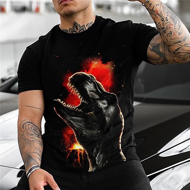 Mens Clothing Mens Tees & Tank Tops | Mens Unisex T shirt Tee Hot Stamping Graphic Prints Animal Crew Neck Street Daily Print Sh