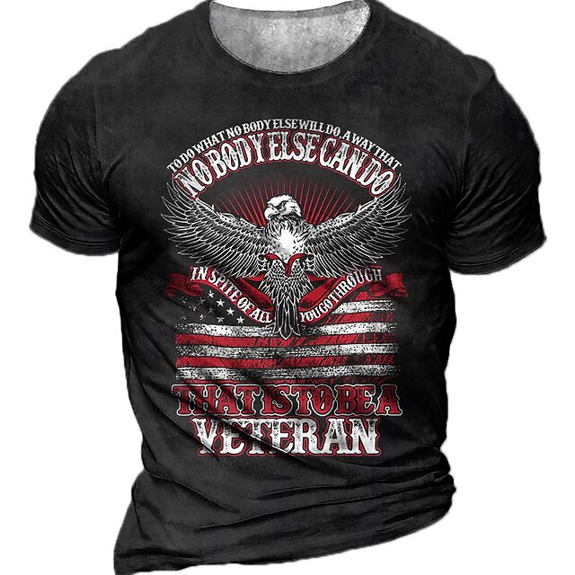 Mens Clothing Mens Tees & Tank Tops | Mens Unisex T shirt Tee 3D Print Graphic Patterned Eagle Crew Neck Street Daily Print Shor