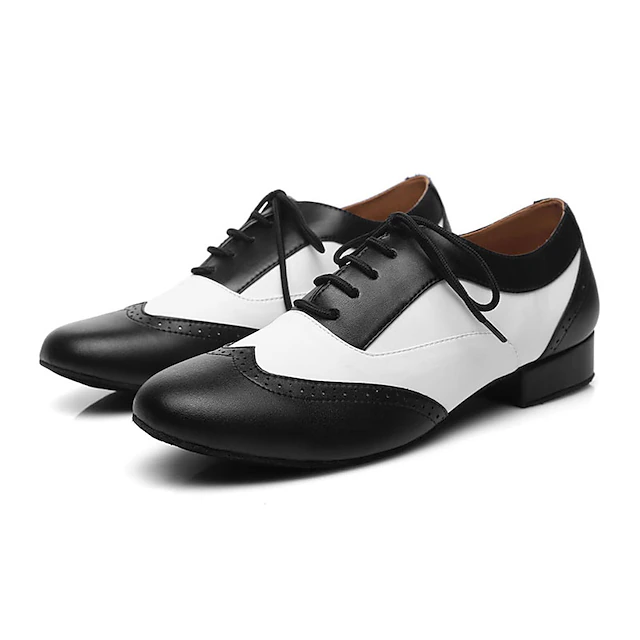 Men's Black and White Oxford Dance Shoes – Classic Lace-Up Leather Ballroom Shoes for Latin, Tango, and Swing Performances 6