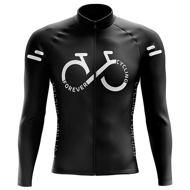  21Grams Men's Cycling Jersey Long Sleeve Bike Top with 3 Rear Pockets Mountain Bike MTB Road Bike Cycling Breathable Quick Dry Moisture Wicking Reflective Strips Black Graphic Polyester Spandex Sports
