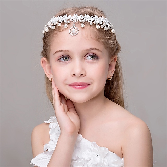  Kinderen tiara prinses voorhoofd hoofd keten meisje haaraccessoires haarspeld bloem meisje jurk accessoires verjaardag show crown hanger