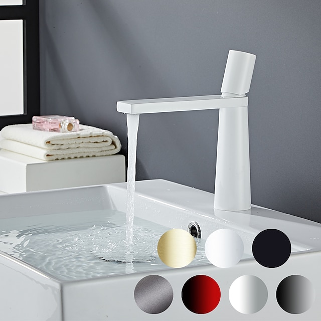  fürdőszobai mosogató csaptelep - klasszikus galvanizált / festett felületű központi készlet, egy fogantyús, egylyukas csaptelep