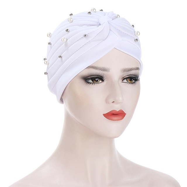  Boutique solide plis perle musulman turban écharpe femmes élastique islamique intérieur hijab casquettes arabe wrap tête femme musulman turbante