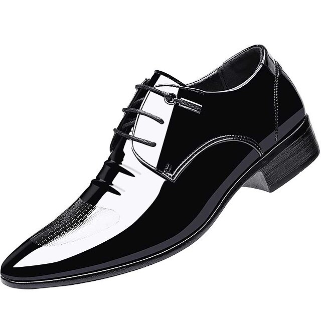  Men's Oxfords Business Patent Leather Shoes Autumn Men's New Pointed Toe Slip-On Shoes Low-Top Dress Plus Size Leather Shoes
