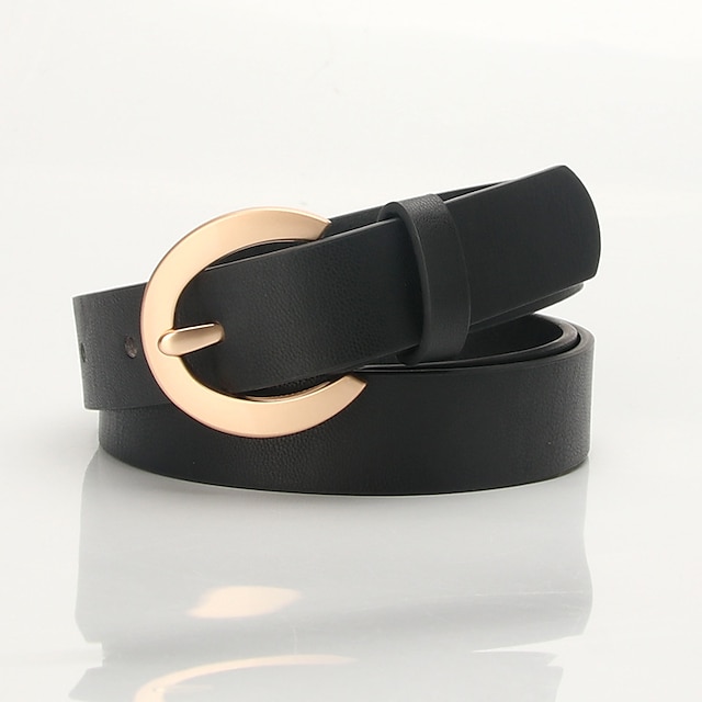  Mujer Unisexo Cinturón con hebilla de PU Cuero Sintético Hebilla de punta anillo en D Casual Clásico Regalo Diario Blanco Negro Naranja Marrón