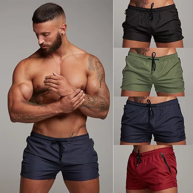  Men's Swim Trunks Swim Shorts Quick Dry Lightweight Board Shorts Bathing Suit Mesh Lining with Pockets Drawstring Swimming Surfing Beach Water Sports Solid Colored Summer