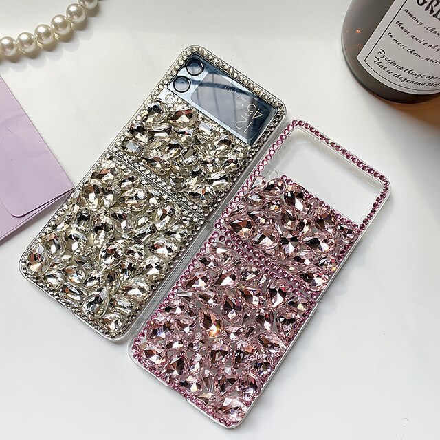  Phone Case For Samsung Galaxy Back Cover Z Flip 4/3/2 Bling Rhinestone Fashion Crystal Diamond TPU