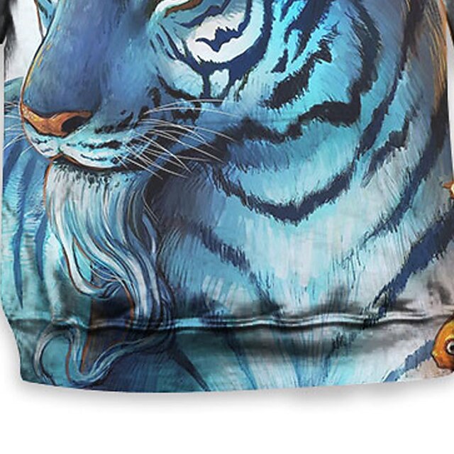 Baby & Kids Boys Clothing | Kids Boys Hoodie Long Sleeve 3D Print Tiger Animal Pocket Blue Children Tops Fall Spring Active Fash