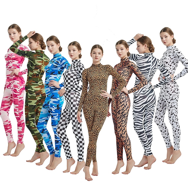  Zentai Suits Cosplay Costume Kid's Women Lycra Spandex Animal Fur Pattern Leopard Camouflage Halloween Carnival